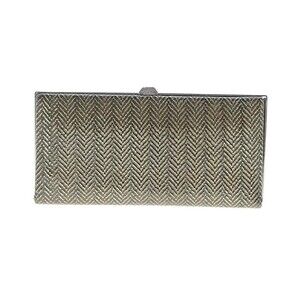 Lodis Chevron Pattern Gold Brown Framed  Metallic Leather Clutch Organizer